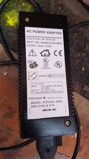 Genuine Cisco Yokogawa Ac Adapter At2014a-0901 34-0772-01 13.8vdc 1.53a