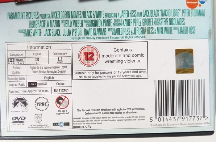 Nacho Libre [2006] Jack Black & Peter Stormare [1xDVD Movie]