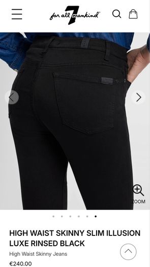 7 for All Mankind Black High Waist Glossy Coating Crystal Gunmetal Skinny Jeans Sz 26 (Fit 8UK) - Rrp 240 (New)