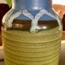 Priory Irish Studio Pottery Green Glazed  Drip Glaze Ripple Effect Vase 1970 Image 9