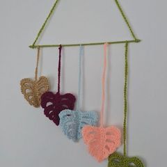 Handmade crochet leaf wall hanging