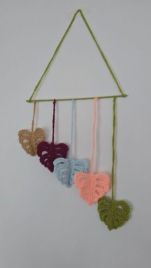 Handmade crochet leaf wall hanging