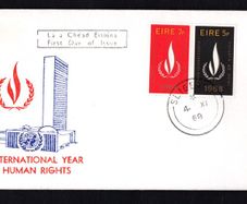 1968 Ireland International Human Rights Year Commemorative Stamps Illustrated First Day Cover (FDC) with Sligeach (Sligo) Steele cancel