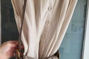 DUNNES linen mix long line button front dress Sz 12 UK - Bnwot