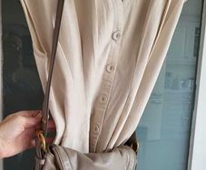 DUNNES linen mix long line button front dress Sz 12 UK - Bnwot