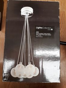 JAX Chrome plated 7 light pendant with crackle effect glass shades
