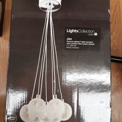 JAX Chrome plated 7 light pendant with crackle effect glass shades