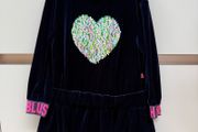 Billieblush navy velour dress with sequin heart
