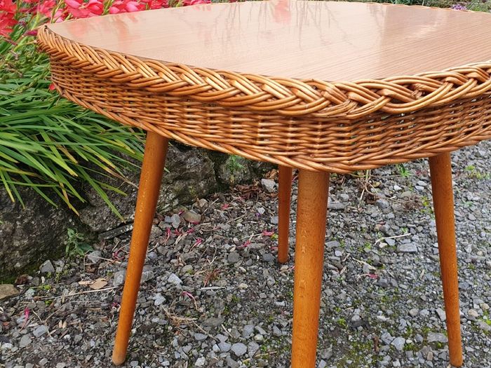 Very Rare Mid Century Wicker Table
