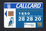 1995 Ireland 10 unit Guardian Direct "Insurance for the wiser Driver" (Gemplus GEM1) Call Card Used. Telecom Eireann card number 1093.