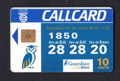 1995 Ireland 10 unit Guardian Direct "Insurance for the wiser Driver" (Gemplus GEM1) Call Card Used. Telecom Eireann card number 1093.