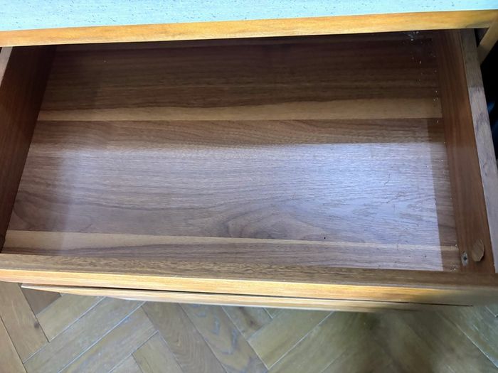 Modern walnut sideboard with stone top