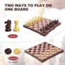 Chess Set and Draughts, 2 IN 1 Folding Chess Board Set, Magnetic Chess Pieces, Portable Travel Chess Set Board Games, Educational Toys Gifts for Adults, 31x31cm Image 4