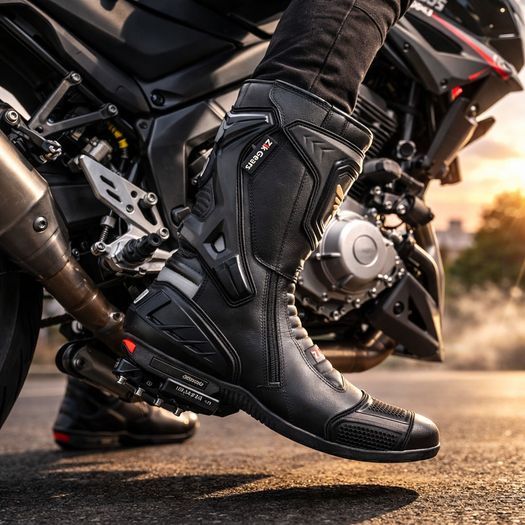 Genuine Leather Motorcycle Riding Boots Heavy Duty Ankle Protection Touring & Racing Boots