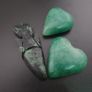Lot Of 3 Vintage Jade one Fish shape two Green heart Shape Pendants Image 2