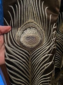 Luxury embroidered peacock feather curtains- fully lined, thermal curtains