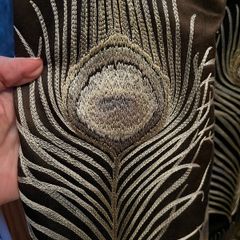 Luxury embroidered peacock feather curtains- fully lined, thermal curtains
