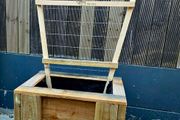 Handmade  wooden planter with built-in climbing trellis(wheels on request)