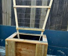 Handmade  wooden planter with built-in climbing trellis(wheels on request)