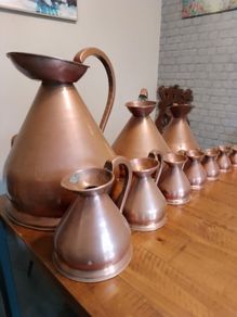 vintage copper measure jug collection
