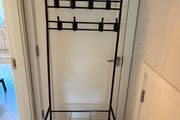 All-in-One Black Metal Coat &amp; Shoe Rack Organizer &amp; Minimalist White Tree Coat Rack