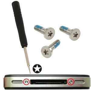 5 Point Star Pentalobe Screwdriver Repair Tool + 3 Screws for iPhone 4 4S 5