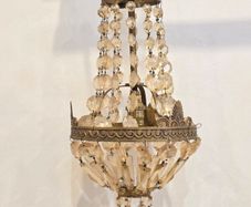 French Empire Style Basket Chandelier - Antique Brass - 42cm