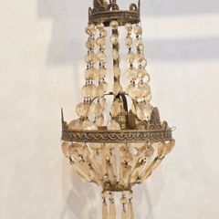 French Empire Style Basket Chandelier - Antique Brass - 42cm