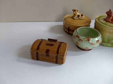 Fabulously Kitsch Vintage Lidded Pirate's Treasure Chest Trinket Box by Wade Porcelain, England