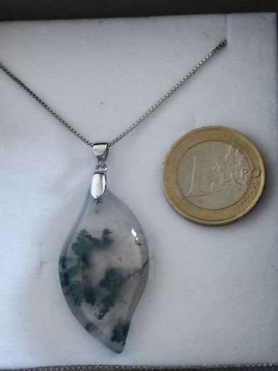 COAI sterling silver Moss agate necklace