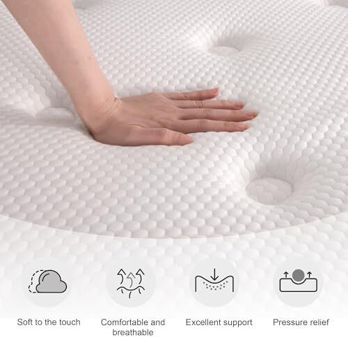 Double Mattress, 22CM Gel Memory Foam Pocket Sprung Mattresses with Breathable Soft Fabric for Cool Sleep, Mattresses Double for Pressure Relief, Medium Firm Mattress in a Box 135x190x22cm