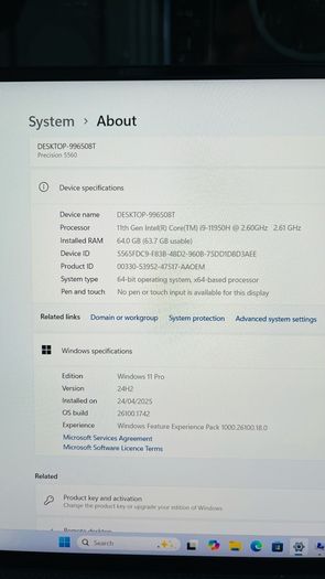 Dell Precision 5560 Laptop - 64GB RAM, 512 SSD, i9, Windows Pro