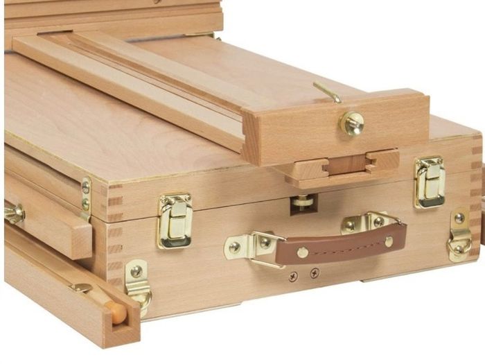 Wooden Easel & Painting Storage Box with Drawer, Shoulder Strap, Palette,Indoor Outdoor Field Folding Portable Easel, Box Easel Sketchbox for Painting, Sketching, Display (FREE POSTAGE)