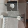Glass Console Table with concrete Slab Shelf, 100cm Length, 35cm wide and 80cm Tall, in excellent condition Image 4