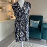 Brand-new Ladies Navy & White Knee Length Dress from ICHI With Pockets & Elastic waist Image 4