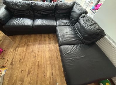 Black Leather L Shaped Sofa