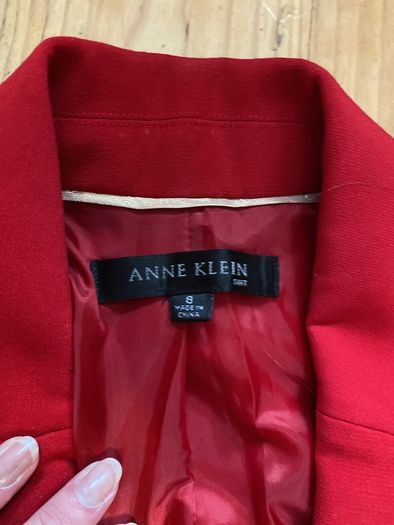 red skirt suit Anne Klein