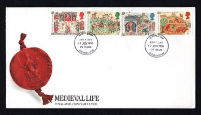 1986 Great Britain Medieval Life 900th Anniversary of Domesday Book Commemorative stamps First Day Cover (FDC)