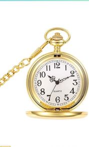 Pocket Watch Vintage Smooth Quartz Pocket Watch Classic Fob Watch with Short Chain for Men Women - Gift for Birthday Anniversary Day Christmas Fathers Day