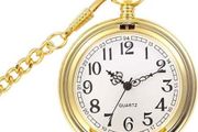 Pocket Watch Vintage Smooth Quartz Pocket Watch Classic Fob Watch with Short Chain for Men Women - Gift for Birthday Anniversary Day Christmas Fathers Day