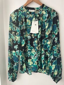 Inwear Copenhagen Sheer Blouse Green Floaty Flower size 8