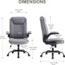 Ergonomic Office Chair Computer Chair Executive Office Chair with Flip Up Armrest High Back Rocking Function Height Adjustable Comfortable Desk Chair for Home Office Fabric Grey Image 2