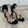 River Island Black Suede Crystal Heels Image 8