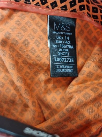 Bnwt M&S Orange/Black Trousers Size 14