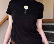 Black Daisy Graphic T-Shirt - Size S/36