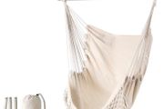 Hammock Chair Large Relax Hanging Swing Chair Cotton Weave for Superior Comfort Elegant Tassels Creative Metal Strong Spreader Bar 3-section Combination Detachable Easy to Install MULTIPLE COLOURS AVAILABLE (FREE POSTAGE)