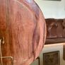 Beautiful vintage hand-carved wooden tray featuring an intricate floral border and a decorative brass inlay geometric star motif in the centre. The craftsmanship is detailed and very tactile, giving this piece a rich, warm character. The tray is solid and Image 5