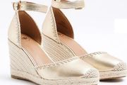 Ladies gold wedge shoes