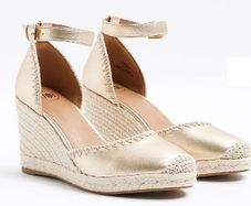 Ladies gold wedge shoes