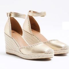 Ladies gold wedge shoes
